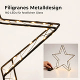 LED Weihnachtsstern aus Metall – 160 LEDs warmweiß mit Twinkle-Effekt & Timer - Weihnachtsstern LED