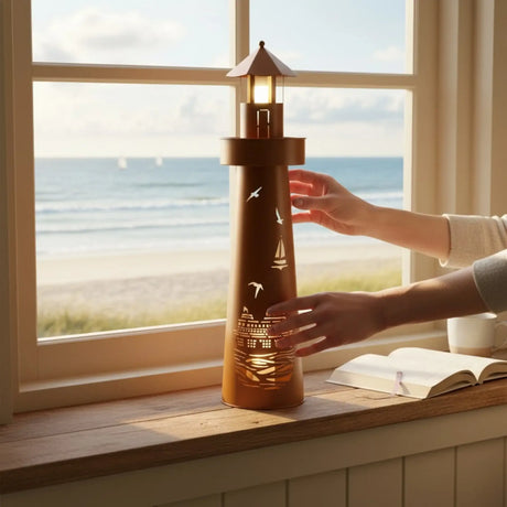 Leuchtturm LED Rostoptik Pflanzturm Pflanzschale Maritim Gartenbeleuchtung 80x20 cm - Leuchtturm