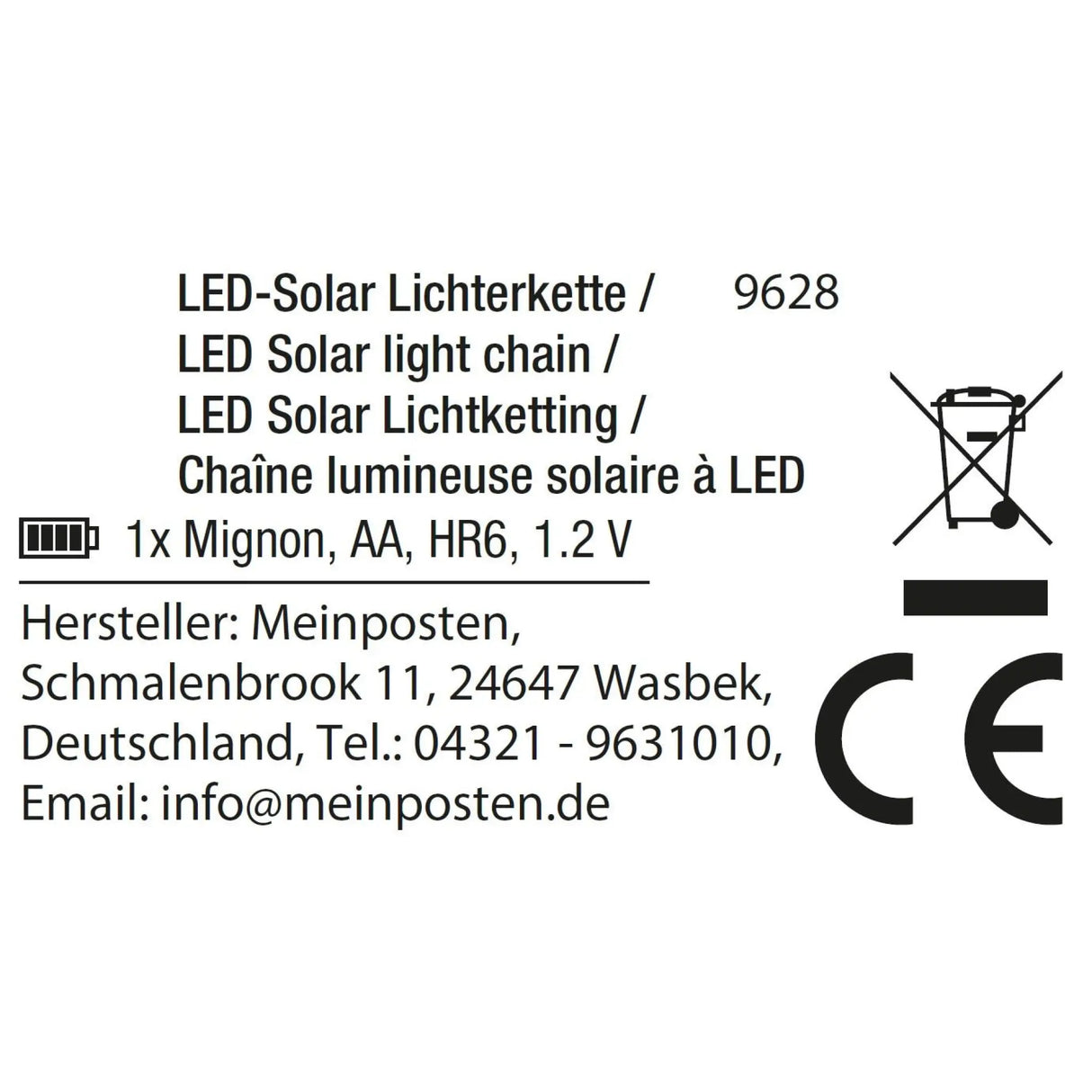 Lichterkette Solarlichterkette Solar Gartenbeleuchtung Balkon Deko LED warmweiß - Solarlichterkette