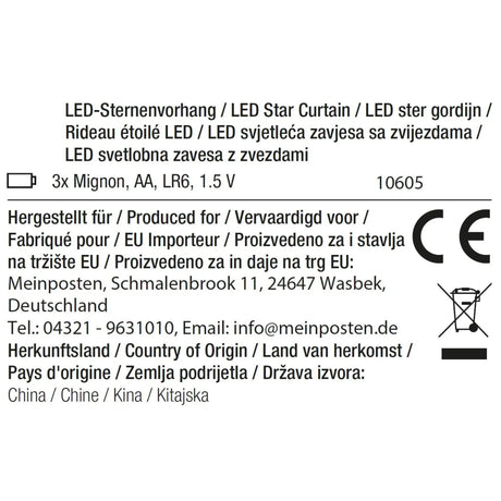 Lichterkette Sternenvorhang LED warmweiß Lichtervorhang 80x60cm Batterie Timer - Lichterkette LED