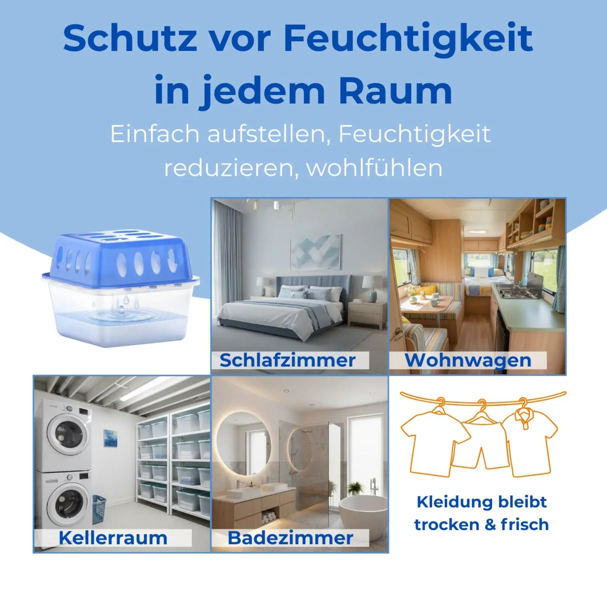 Luftentfeuchter 4x + 8x 400g Nachfüllpacks Raumentfeuchter für Bad Keller uvm. Bis 60m² - Luftentfeuchter