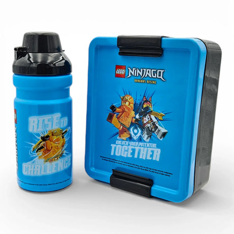 Lunch Set Lego blau Trinkflasche 390 ml Brotdose Facheinteiler Kinderbrotdose NINJAGO - Brotdose