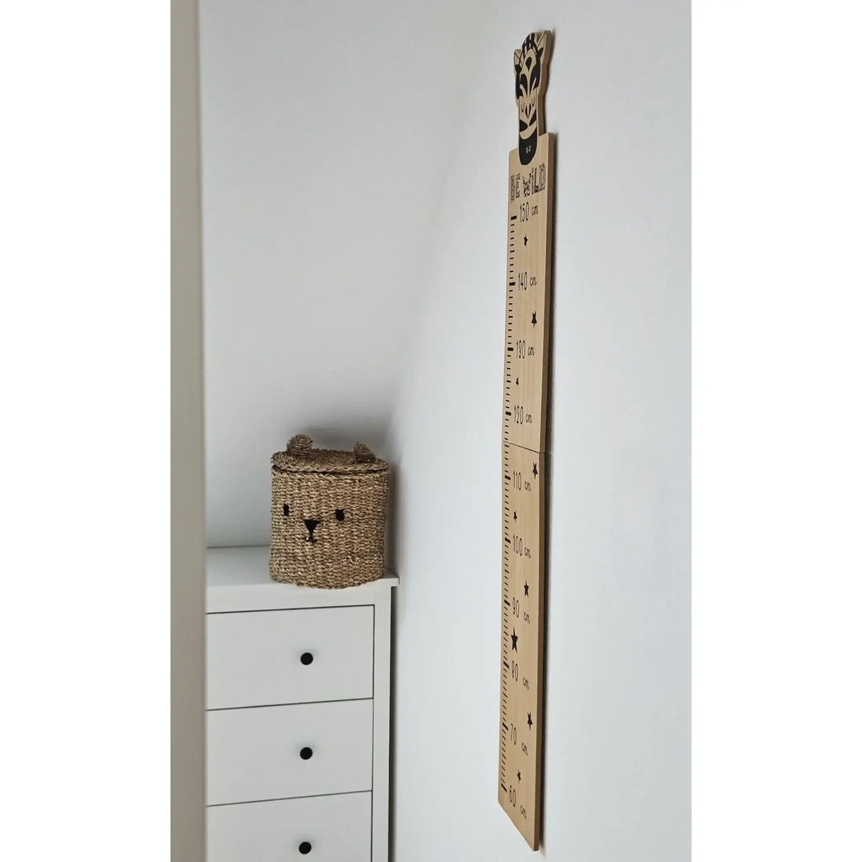 Messlatte Kinder Holz 60-150 cm Größenmesser Jungen und Mädchen Pandabär Tiger Zebra - Messlatte