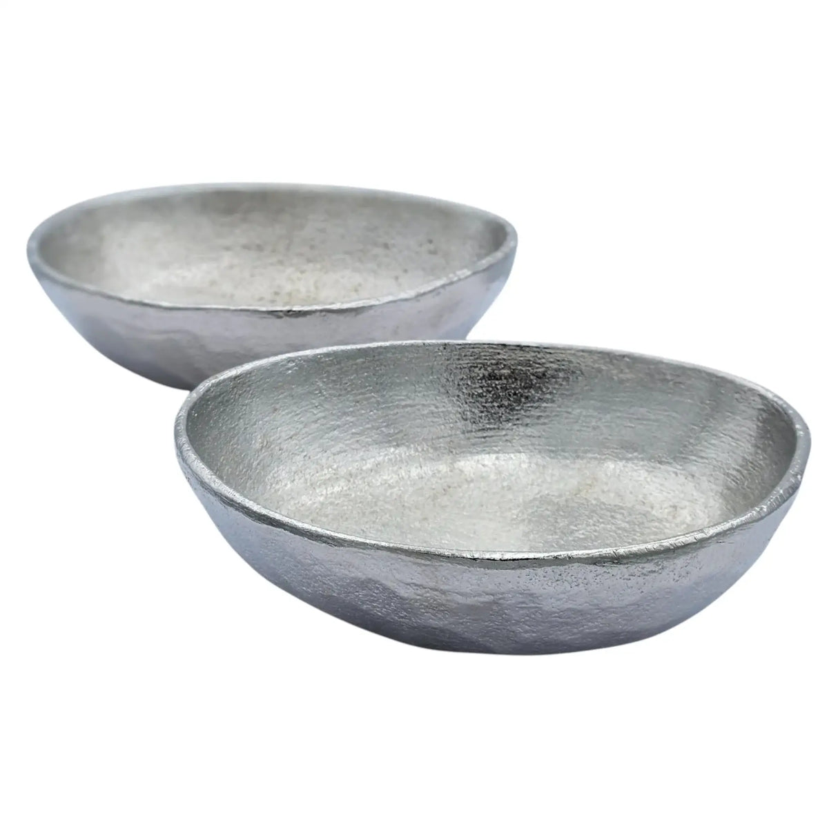 Metallschale klein Schälchen 2er Set Dekoschale Metallschale rund oval Kerzensand silber - 2 Schalen oval Sand creme