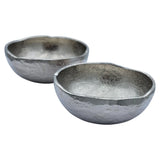 Metallschale klein Schälchen 2er Set Dekoschale Metallschale rund oval Kerzensand silber - 2 Schalen rund Sand blaugrau
