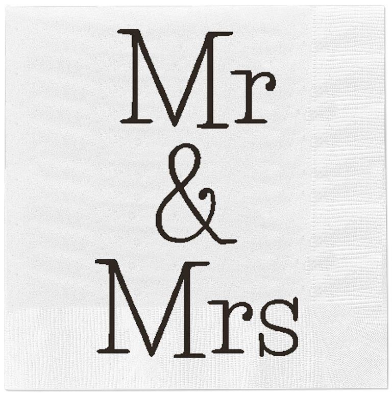 Servietten Mr & Mrs Hochzeit Papierservietten Feier Fest 80 Stück weiß 33x33 cm