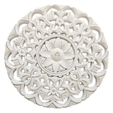Ornament Holzbild Wandornament Holz shabby weiß Landhaus Dekoration Mandala Deko - Lilly (Ø 40 cm) - Wandornament