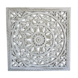 Ornament Holzbild Wandornament Holz shabby weiß Landhaus Dekoration Mandala Deko - Frieda (40 x 40 cm) - Wandornament