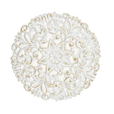 Ornament Holzbild Wandornament Holz shabby weiß Landhaus Dekoration Mandala Deko - Amy (Ø 39 cm) - Wandornament