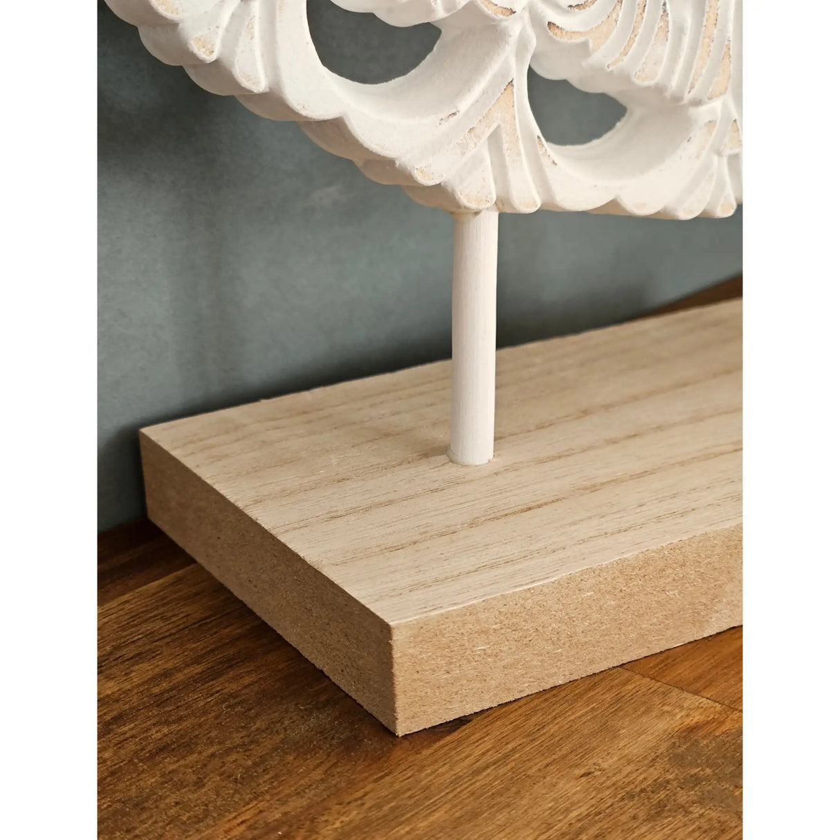 Ornament mit Sockel Aufsteller Holzbild Schabby Vintage Blumenmuster Rund Ø 23cm - Holz Ornament