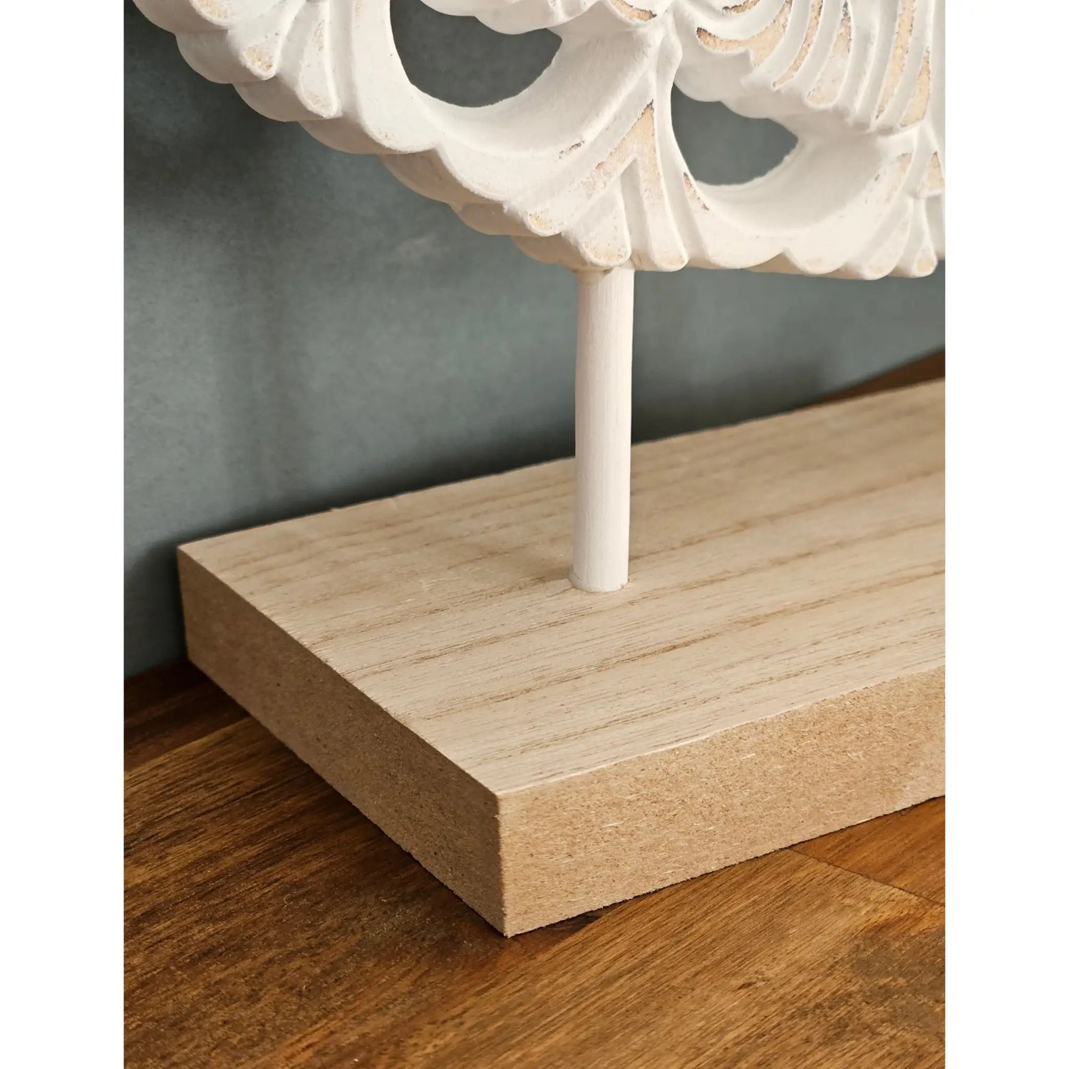 Ornament mit Sockel Aufsteller Holzbild Schabby Vintage Blumenmuster Rund Ø 23cm - Holz Ornament