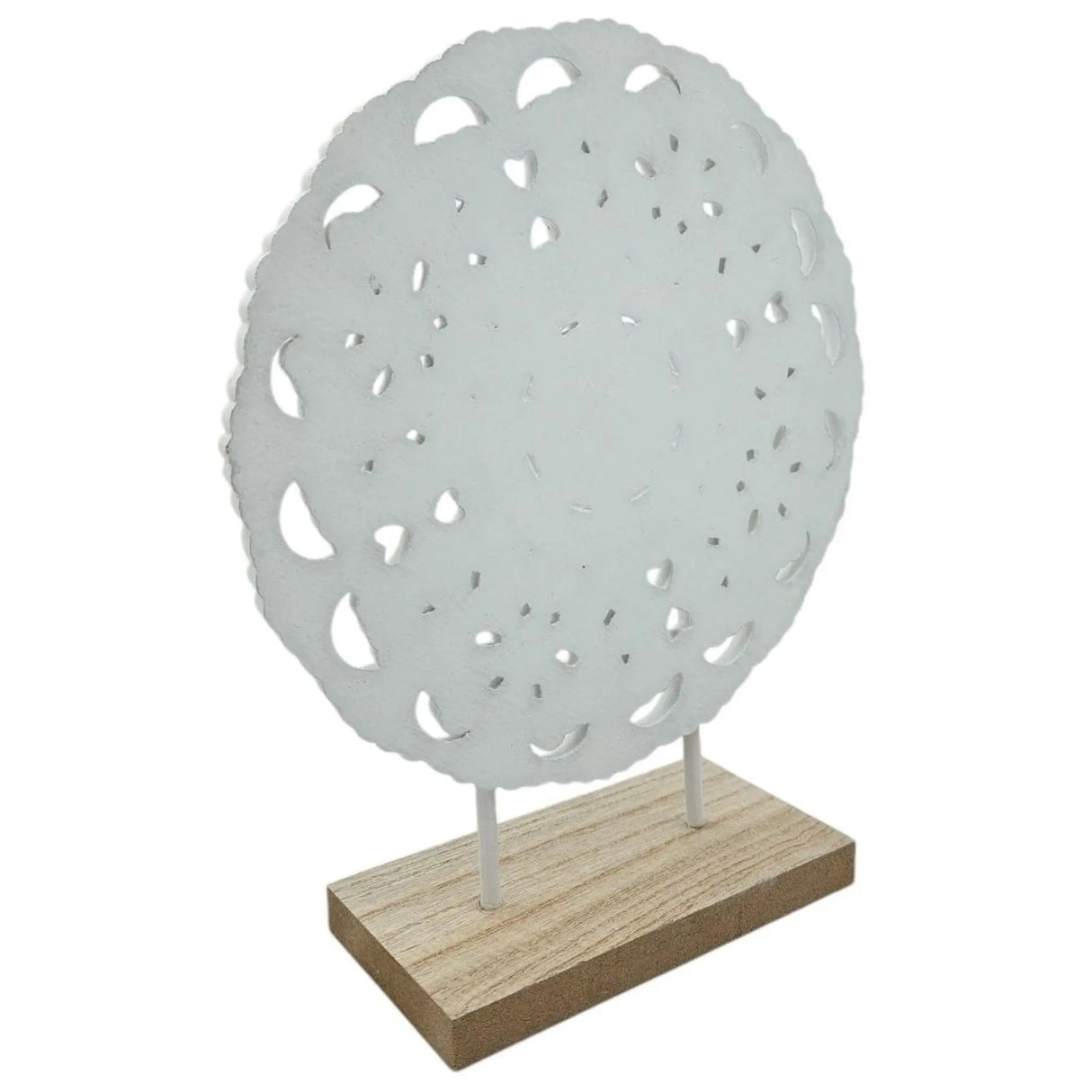 Ornament mit Sockel Aufsteller Holzbild Schabby Vintage Blumenmuster Rund Ø 23cm - Holz Ornament