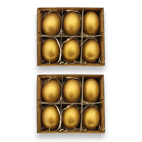 Ostereier Gold 12 Stück – Glänzende Oster Eier – Osterdeko Set für Tischdeko echte Eier - Osterhase