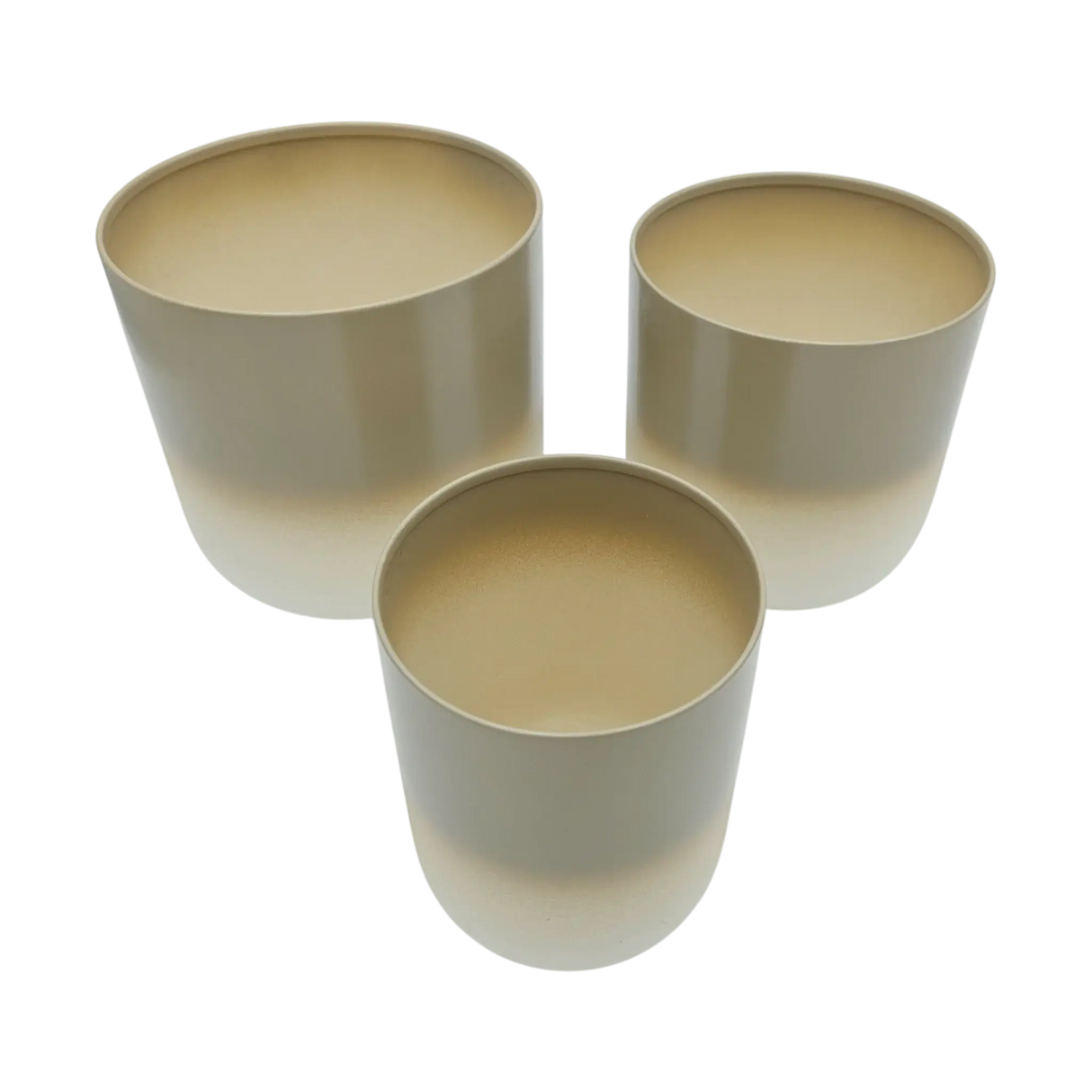 Pflanztopf Übertopf Blumentopf 3er Set Metalltopf creme beige rund Pflanzenübertopf - Übertopf