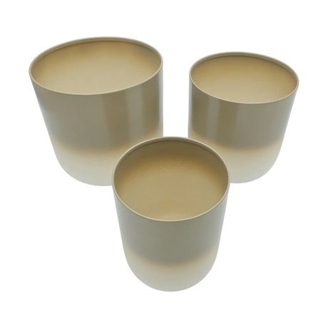 Pflanztopf Übertopf Blumentopf 3er Set Metalltopf creme beige rund Pflanzenübertopf - Übertopf