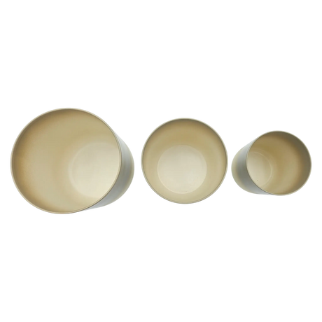 Pflanztopf Übertopf Blumentopf 3er Set Metalltopf creme beige rund Pflanzenübertopf - Übertopf