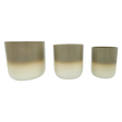 Pflanztopf Übertopf Blumentopf 3er Set Metalltopf creme beige rund Pflanzenübertopf - Übertopf