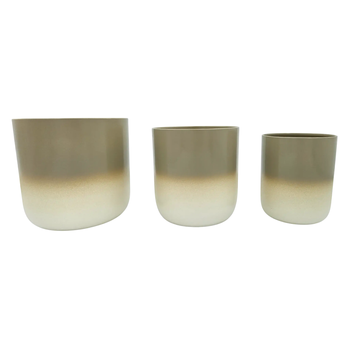 Pflanztopf Übertopf Blumentopf 3er Set Metalltopf creme beige rund Pflanzenübertopf - Übertopf