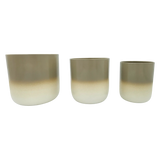 Pflanztopf Übertopf Blumentopf 3er Set Metalltopf creme beige rund Pflanzenübertopf - Übertopf