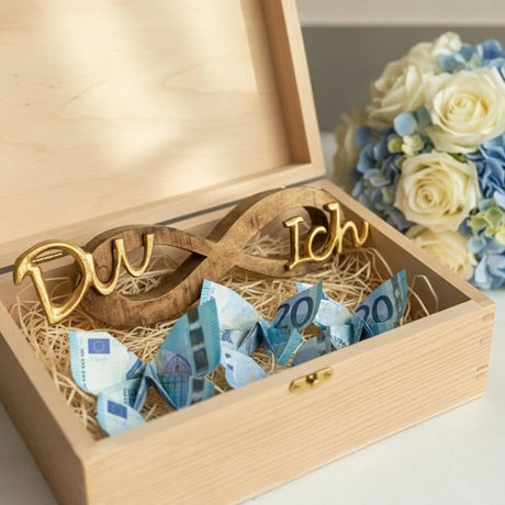 Schriftzug Schild Aufsteller Liebe Hochzeit DU & ICH Holzdeko Mango Geschenk L26 cm - Schriftzug