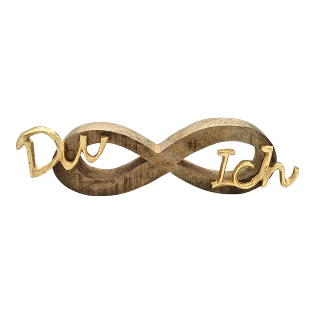 Schriftzug Schild Aufsteller Liebe Hochzeit DU & ICH Holzdeko Mango Geschenk L26 cm - Schriftzug