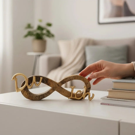 Schriftzug Schild Aufsteller Liebe Hochzeit DU & ICH Holzdeko Mango Geschenk L26 cm - Schriftzug