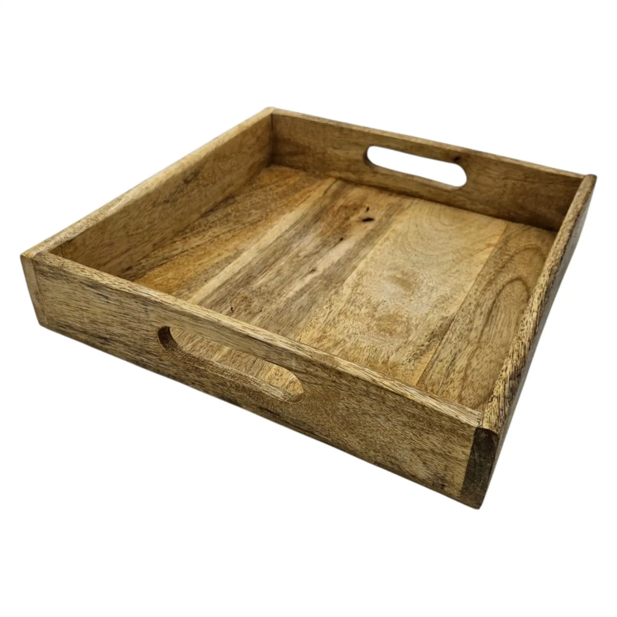 Serviertablett Dekotablett Mangoholz braun Natur Massiv Griff Schale eckig Holz - Dekotablett