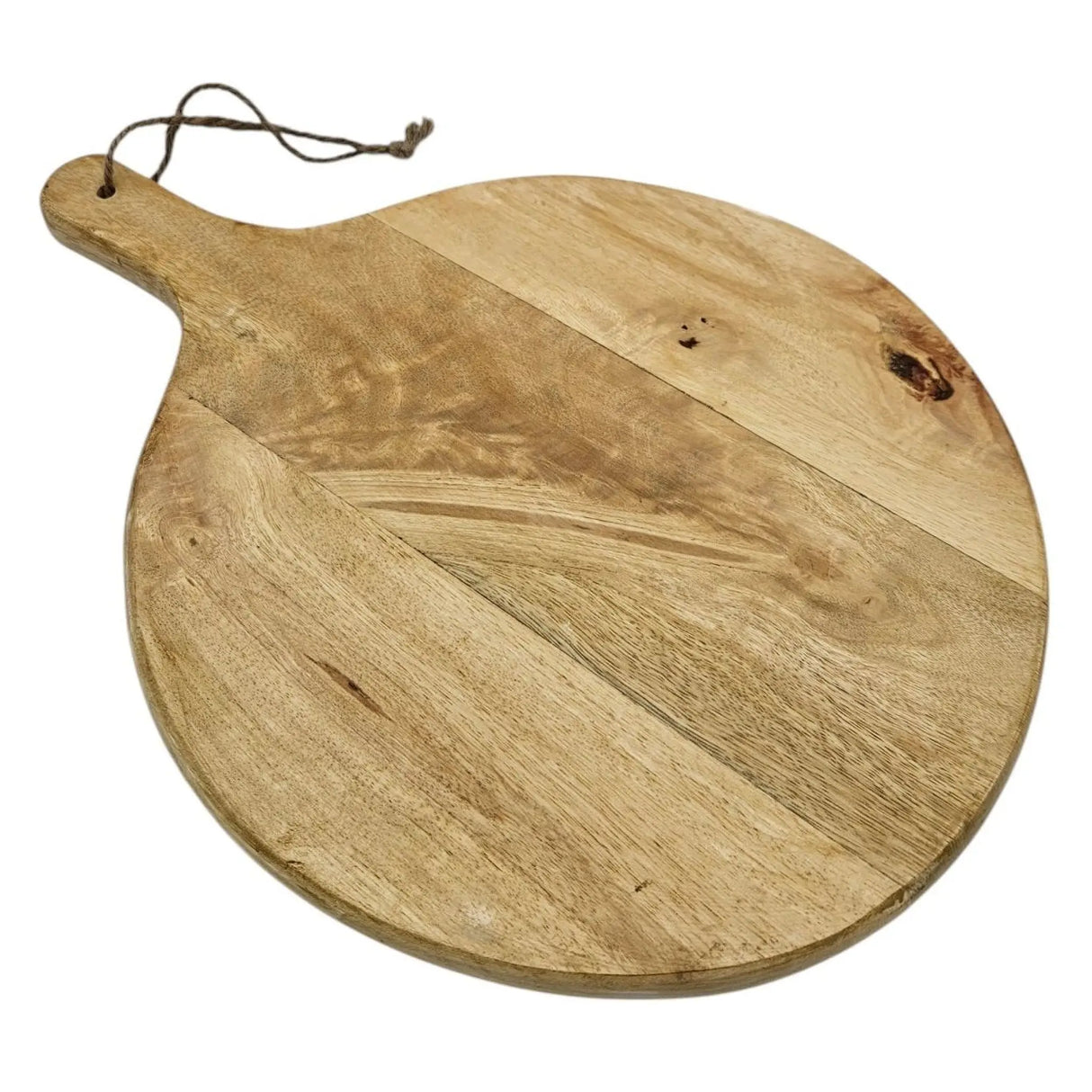 Serviertablett rund mit Griff Mangoholz 30 cm Dekotablett Schneidebrett - Serviertablett