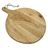 Serviertablett rund mit Griff Mangoholz 30 cm Dekotablett Schneidebrett - Serviertablett