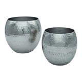Übertopf Blumentopfe Silber Pflanztopf Deko 2er Set glänzend rund