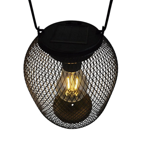 Solarleuchte Metall Gartenleuchte Gartenbeleuchtung warm weiß schwarz LED Leuchte - Hängeleuchte
