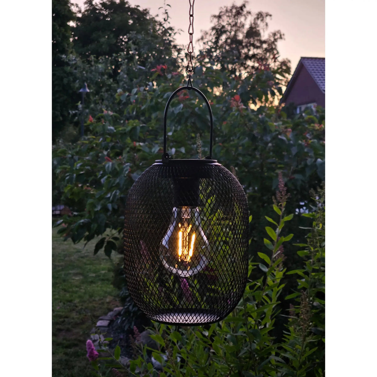 Solarleuchte Metall Gartenleuchte Gartenbeleuchtung warm weiß schwarz LED Leuchte - Hängeleuchte