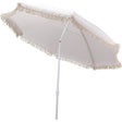 Sonnenschirm Strandschirm Balkon Gartenschirm creme Fransen Boho chic UV30+ 155cm - Sonnenschirm