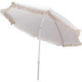 Sonnenschirm Strandschirm Balkon Gartenschirm creme Fransen Boho chic UV30+ 155cm - Sonnenschirm