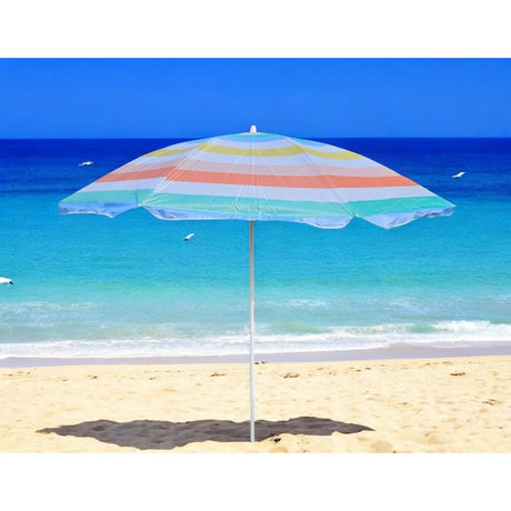 Sonnenschirm Strandschirm Balkonschirm UV Schutz 30+ gestreift 155 cm bunt - Sonnenschirm