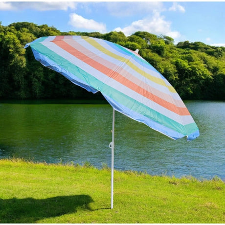 Sonnenschirm Strandschirm Balkonschirm UV Schutz 30+ gestreift 155 cm bunt - Sonnenschirm
