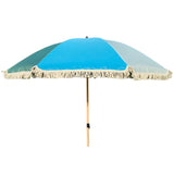 Sonnenschirm Strandschirm Schirm UV Schutz Fransen BLAU GRÜN knickbar Ø 170 cm - Sonnenschirm
