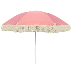 Sonnenschirm Strandschirm Schirm UV Schutz mit Fransen Tasche knickbar Ø 150 cm - Rosa - Sonnenschirm