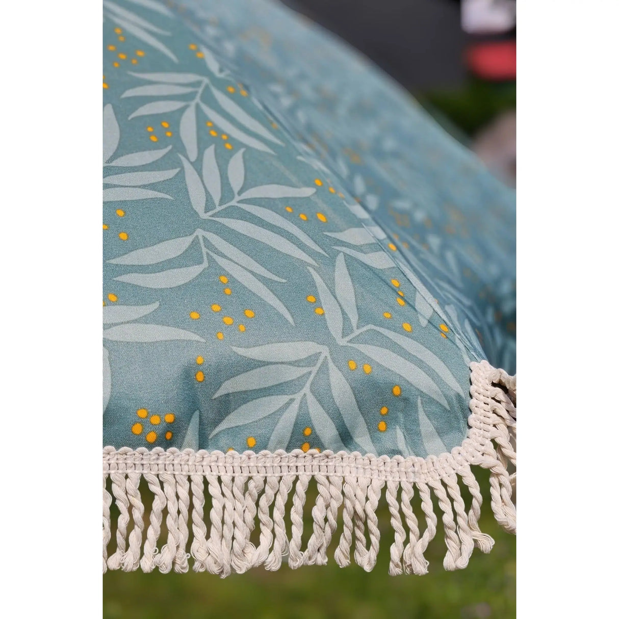 Sonnenschirm Strandschirm Schirm UV Schutz mit Tasche Fransen Grün Ø 170 cm - Sonnenschirm