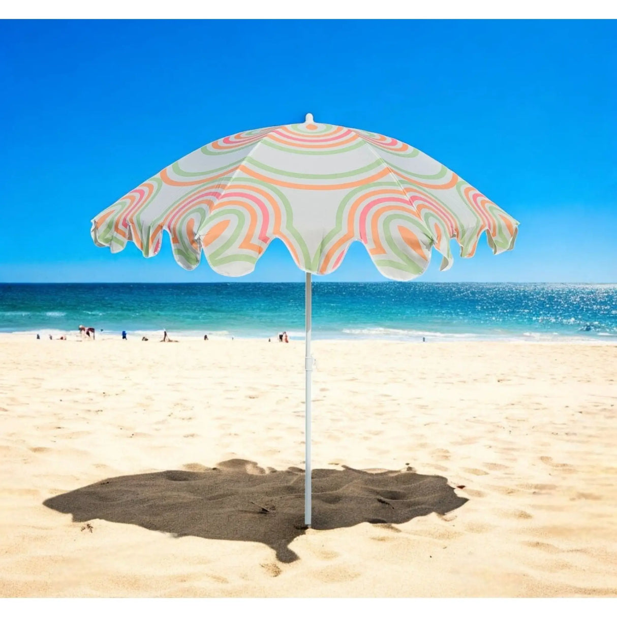 Sonnenschirm Strandschirm UV 30+ Balkonschirm grün blau Kreise Streifen - Sonnenschirm