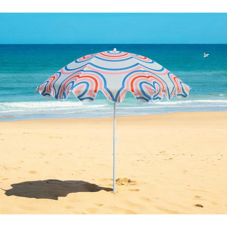 Sonnenschirm Strandschirm UV 30+ Balkonschirm grün blau Kreise Streifen - Sonnenschirm