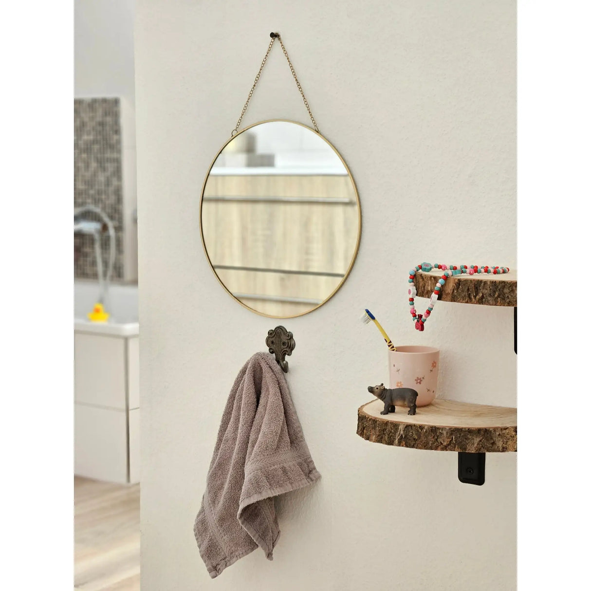 Spiegel rund Wandspiegel Schminkspiegel runder Dekospiegel Metall GOLD Ø 30 cm - Wandspiegel