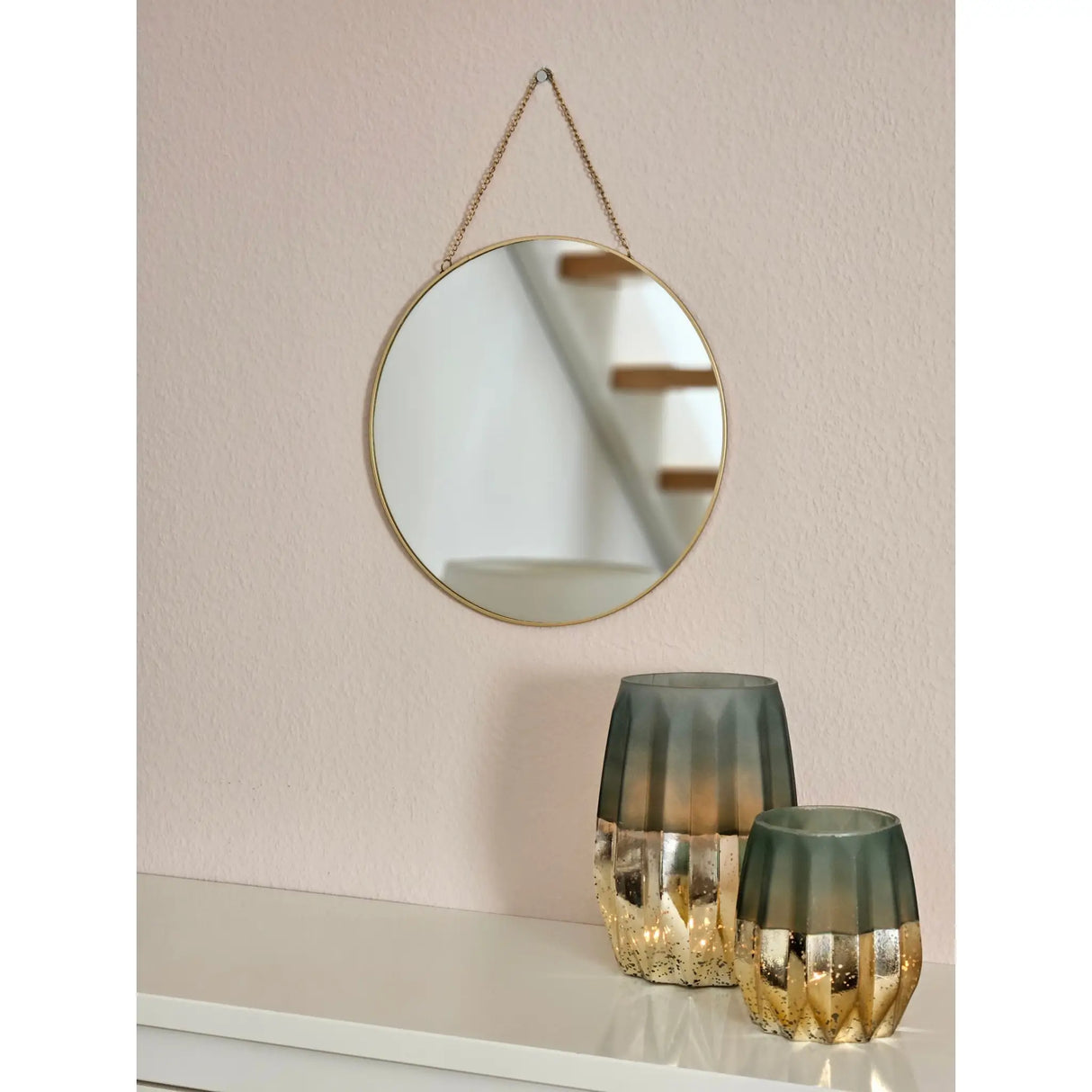 Spiegel rund Wandspiegel Schminkspiegel runder Dekospiegel Metall GOLD Ø 30 cm - Wandspiegel