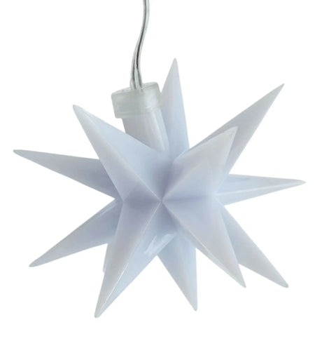 Stern 3D Weihnachtsbeleuchtung Beleuchtung Rot weiß LED Batterie Timer 8 cm - Weihnachtsstern LED