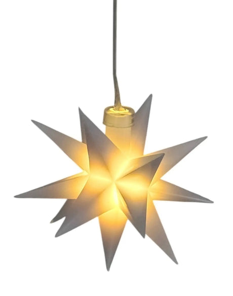 Stern 3D Weihnachtsbeleuchtung Beleuchtung Rot weiß LED Batterie Timer 8 cm - Weihnachtsstern LED