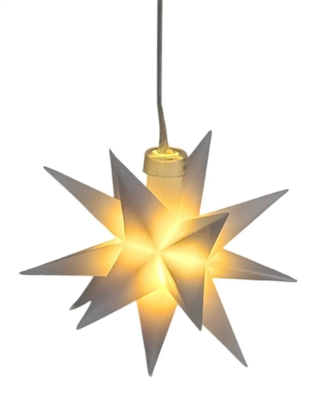 Stern 3D Weihnachtsbeleuchtung Beleuchtung Rot weiß LED Batterie Timer 8 cm - Weihnachtsstern LED