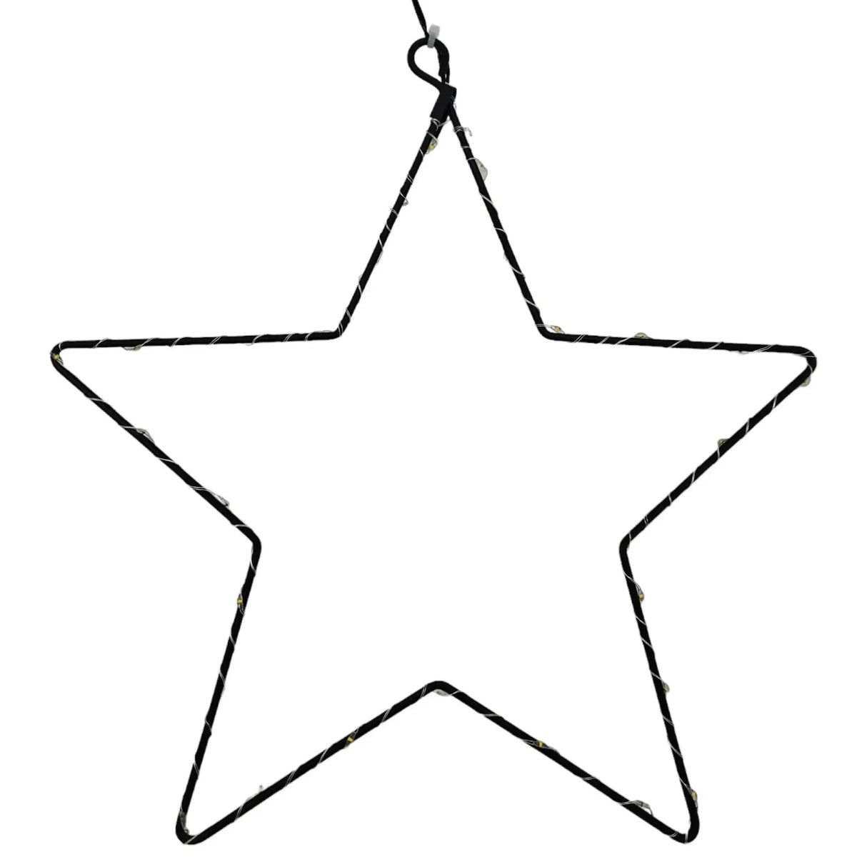 Stern LED warmweiß Weihnachtsstern Metall schwarz Metallstern Batterie Timer Ø 30 cm - Weihnachtsstern