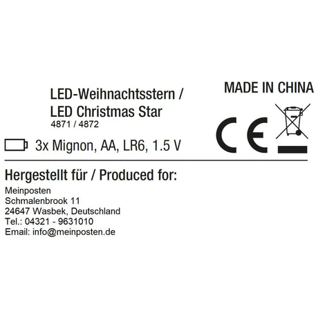 Stern Weihnachtsstern 12 LED 44cm innen außen Timer Rot - Weihnachtsstern