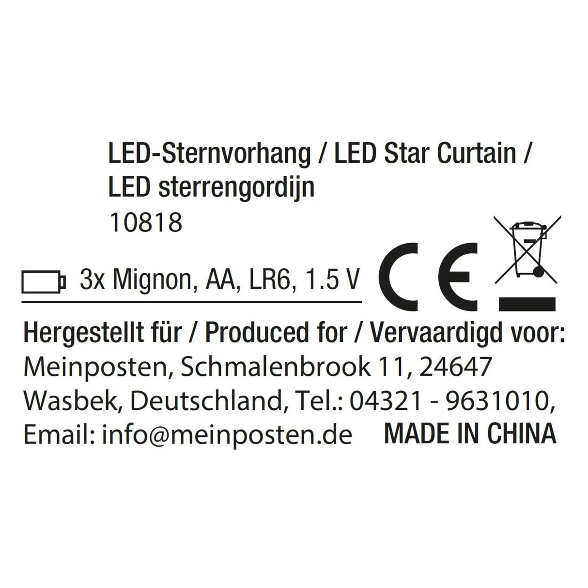 Sternenvorhang Lichterkette LED Timer Batterie 80x85 cm - Lichterkette LED