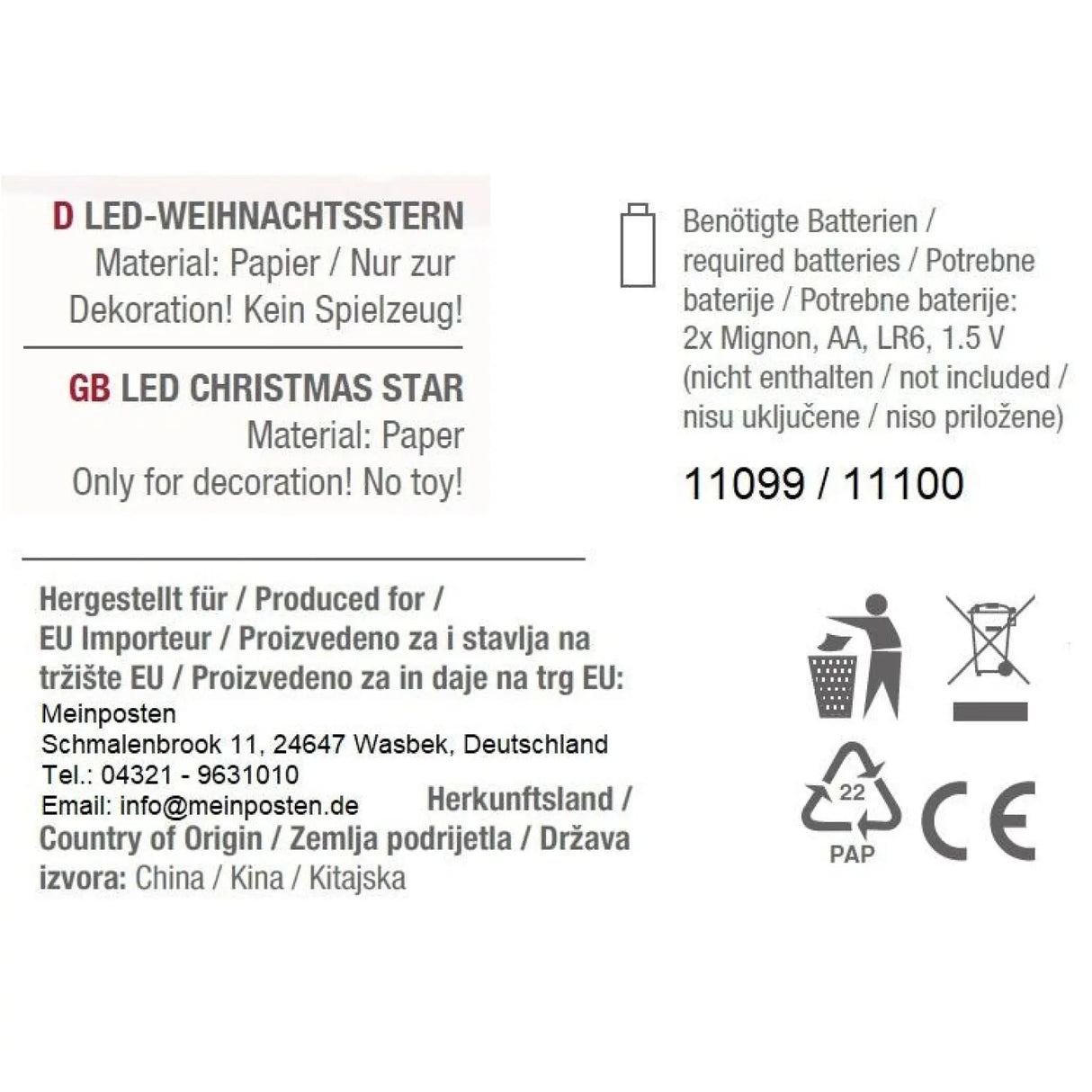 Sternleuchte Weihnachtsbeleuchtung LED Batteriebetrieben Weihnachtsdeko Stern - Weihnachtsstern LED